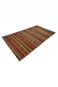 Striped Ethnic Kilim Rug 5x9 Feet 157,272 - Turkish Kilim Rug  $i