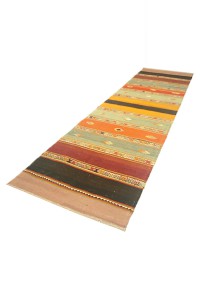 Striped Turkish Flat Weave Rug Runner 3x8 78,257 - Turkish Rug Runner  $i