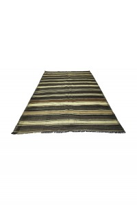 Striped Turkish Goat Hair Kilim Rug 7x9 Feet  200,288 - Goat Hair Rug  $i