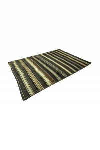 Striped Turkish Goat Hair Kilim Rug 7x9 Feet  200,288 - Goat Hair Rug  $i