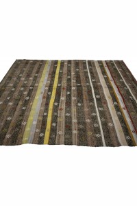 Striped Vintage Turkish Kilim Rug 7x9 196,288 - Turkish Kilim Rug  $i