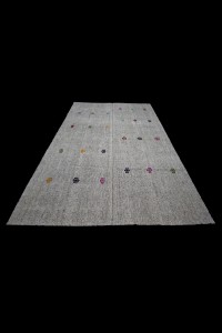 Swedish Style Turkish Gray Kilim Rug 7x9 Feet  202,290 - Grey Turkish Rug  $i