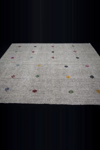 Swedish Style Turkish Gray Kilim Rug 7x9 Feet  202,290 - Grey Turkish Rug  $i