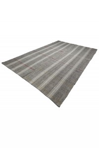 White And Red Stripe Turkish Gray Rug 7x10 Feet  227,315 - Grey Turkish Rug  $i