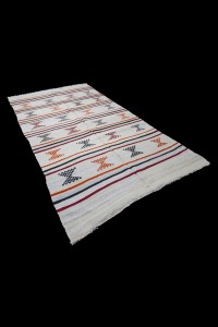 White Orange Turkish Kilim Rug 5x8 Feet  160,256 - Turkish Kilim Rug  $i