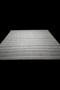 White Striped Gray Kilim Rug 7x10 Feet  221,295 - Grey Turkish Rug  $i