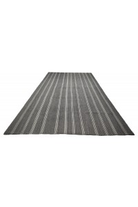 White Striped Gray Turkish Kilim Rug 8x11 Feet  227,338 - Grey Turkish Rug  $i