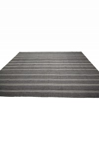 White Striped Gray Turkish Kilim Rug 8x11 Feet  227,338 - Grey Turkish Rug  $i