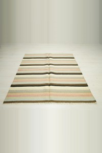 Wool Natural Kilim Rug 4x5 130,166 - Turkish Natural Rug  $i