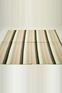 Wool Natural Kilim Rug 4x5 130,166 - Turkish Natural Rug  $i