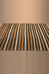 Wool Striped Modern Kilim Rug 6.5x11 193,335 - Turkish Natural Rug  $i