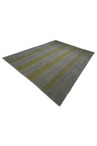 Yellow Striped Gray Turkish Kilim Rug 8x10 230,308 - Grey Turkish Rug  $i