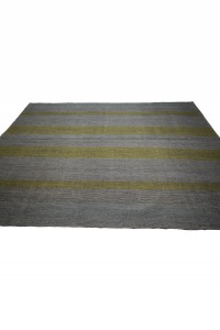 Yellow Striped Gray Turkish Kilim Rug 8x10 230,308 - Grey Turkish Rug  $i