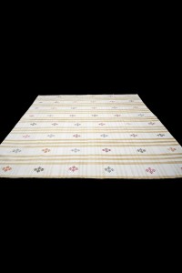 Yellow White Cotton Turkish Kilim Rug 7x9 Feet  205,278 - Turkish Natural Rug  $i