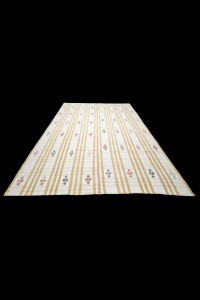 Yellow White Cotton Turkish Kilim Rug 7x9 Feet  205,278 - Turkish Natural Rug  $i